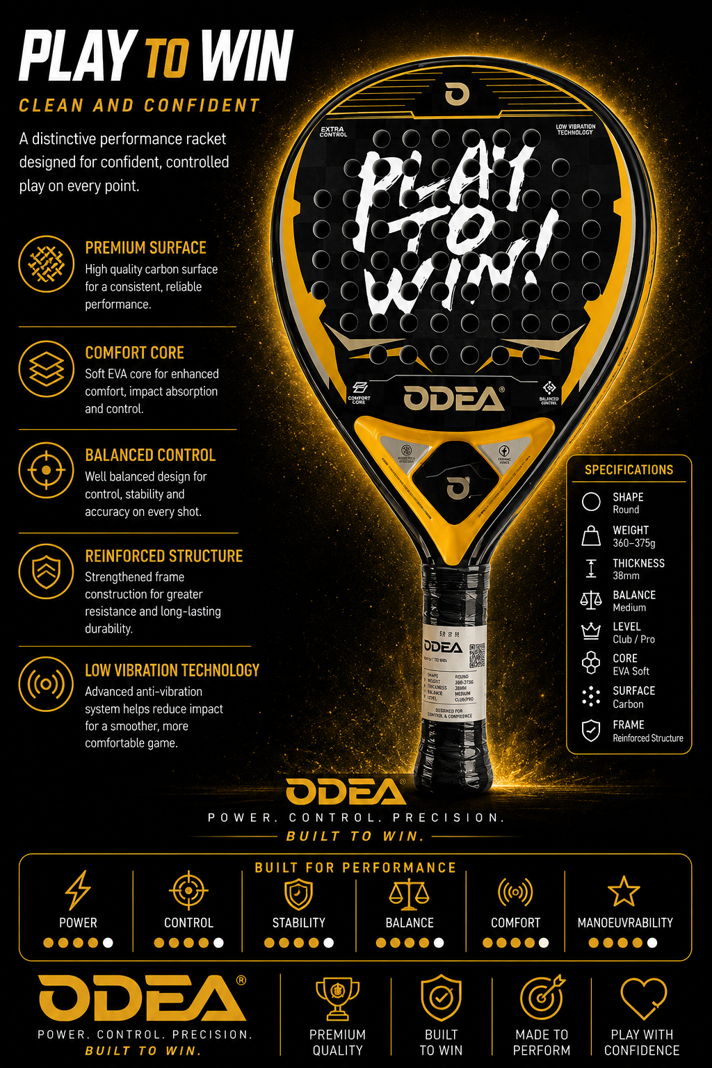 PadelOdea Play To Win padel racket
